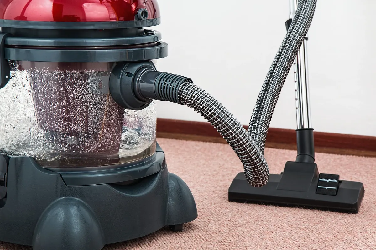 Water extraction equipment on a carpeted floor
