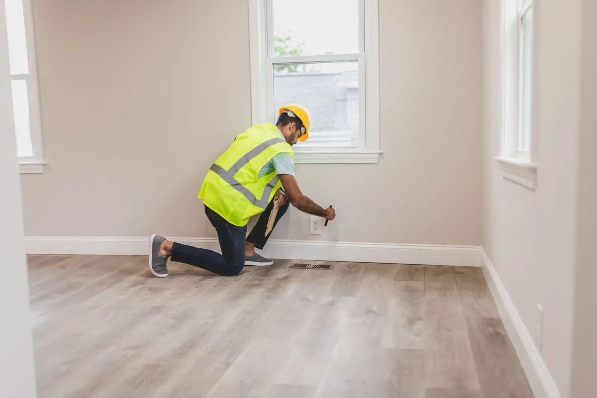 Inspector checking a home for signs of water damage